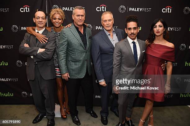 Actors Ted Raimi, Michelle Hurd, Bruce Campbell, Lee Majors, Ray Santiago, and Dana DeLorenzo arrive at The Paley Center for Media's 10th Annual...
