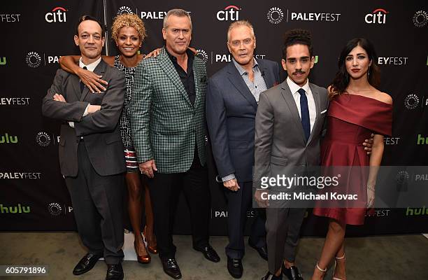 Actors Ted Raimi, Michelle Hurd, Bruce Campbell, Lee Majors, Ray Santiago, and Dana DeLorenzo arrive at The Paley Center for Media's 10th Annual...
