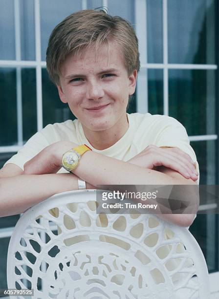 Teenaged Welsh singer Aled Jones at home, circa 1986.
