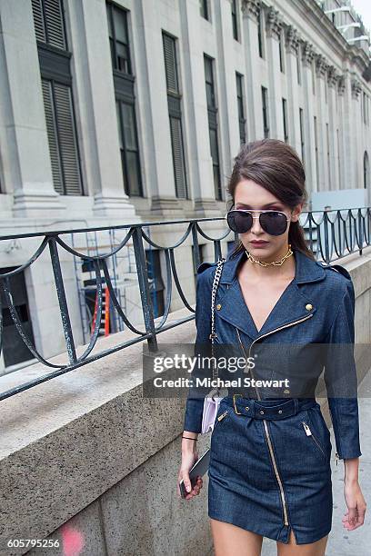 Model Bella Hadid is seen is Midtown on September 14, 2016 in New York City.