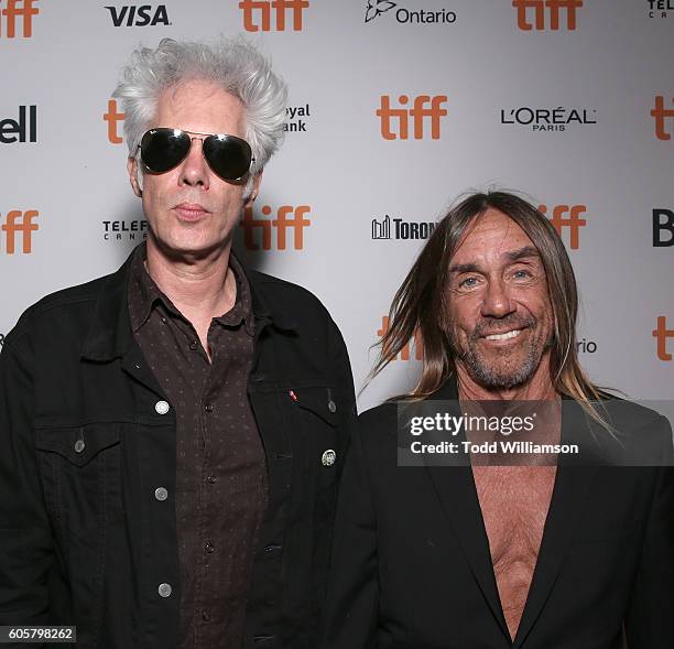 Jim Jarmusch and Iggy Pop attend the Premiere of Amazon Studios' "Gimme Danger" at the Toronto International Film Festival at Ryerson Theatre on...