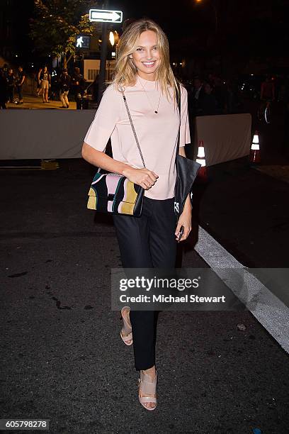 Model Romee Strijd is seen in the Upper East Side on September 14, 2016 in New York City.