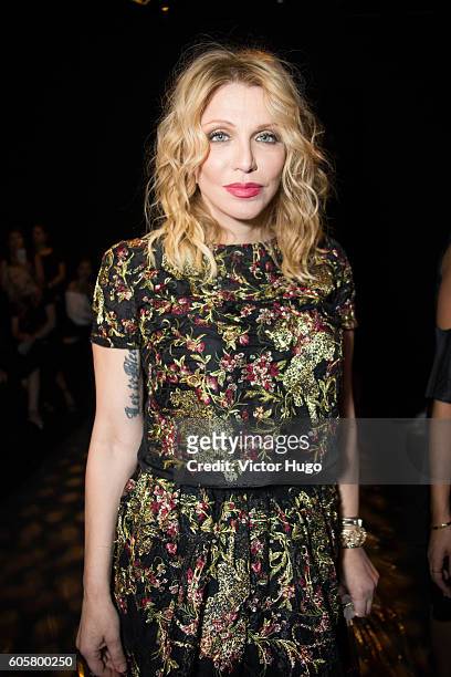 Courtney Love attends the Marchesa show during September 2016 New York Fashion Week at The Dock, Skylight at Moynihan Station on September 14, 2016...