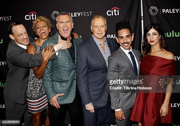 Bruce Campbell, Lee Majors, Ted Raimi, Michelle Hurd, Ray Santiago and Dana DeLorenzo attend The Paley Center for Media PaleyFest 2016 fall TV...