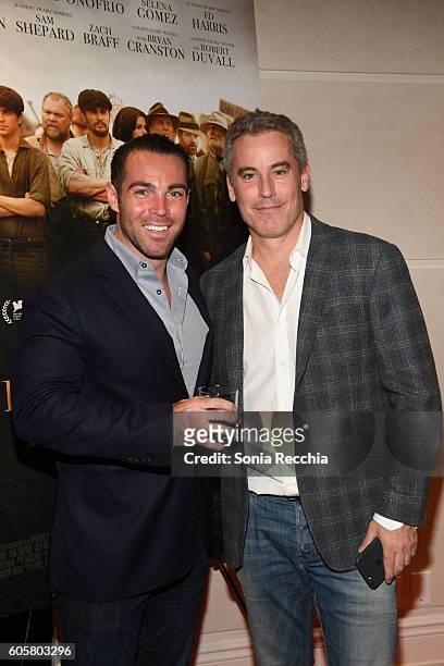 Max Musina and Vince Jolivette attend "In Dubious Battle" cocktail reception at Shangri La Residences on September 14, 2016 in Toronto, Canada.