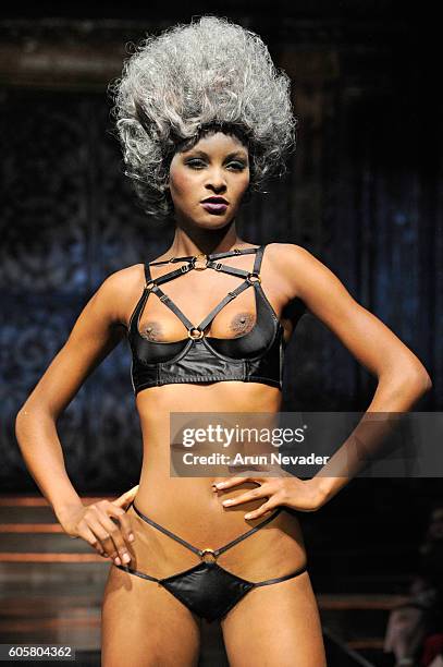 Model walks the runway wearing Liviara at Art Hearts Fashion NYFW The Shows Presented by AIDS Healthcare Foundation at The Angel Orensanz Foundation...