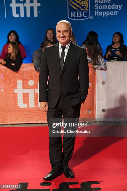 Actor Anupam Kher attends the premier of "The Headhunter's Calling" at Roy Thomson Hall on September 14, 2016 in Toronto, Canada.