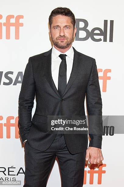 Actor Gerard Butler attends the premier of "The Headhunter's Calling" at Roy Thomson Hall on September 14, 2016 in Toronto, Canada.