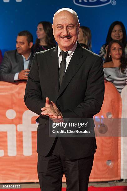 Actor Anupam Kher attends the premier of "The Headhunter's Calling" at Roy Thomson Hall on September 14, 2016 in Toronto, Canada.