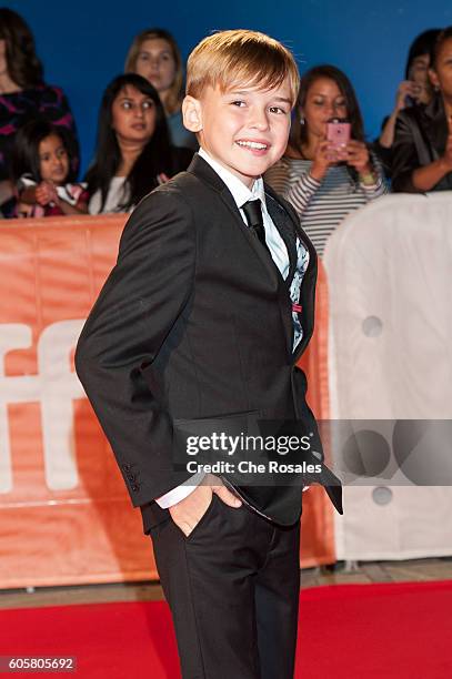 Actor Maxwell Jenkins attends the premier of "The Headhunter's Calling" at Roy Thomson Hall on September 14, 2016 in Toronto, Canada.