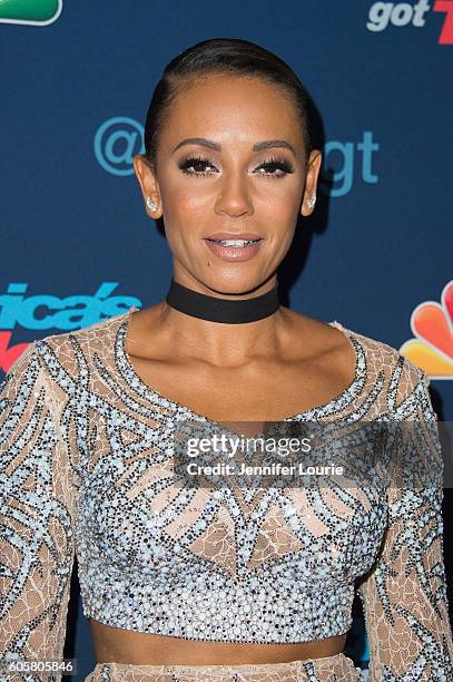 Presenter Mel B arrives at the "America's Got Talent" Season 11 Finale Live Show at the Dolby Theatre on September 14, 2016 in Hollywood, California.