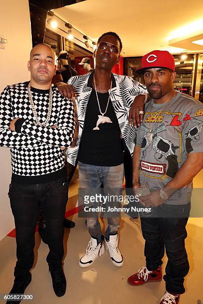 Envy, Young Dolph, and DJ Clue attend DJ Envy's Birthday Celebration at Ferrari Corporate Showroom on September 14, 2016 in New York City.