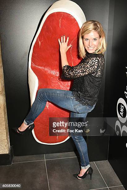 Presenter Louise Ekland attends the 'Charal' 30th Anniversary Pop Up Store Opening Party at Rue des Halles on September 14, 2016 in Paris, France.