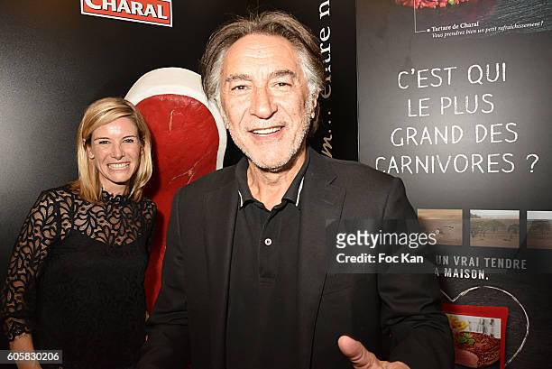 Louise Ekland and Richard Berry attend the 'Charal' 30th Anniversary Pop Up Store Opening Party at Rue des Halles on September 14, 2016 in Paris,...