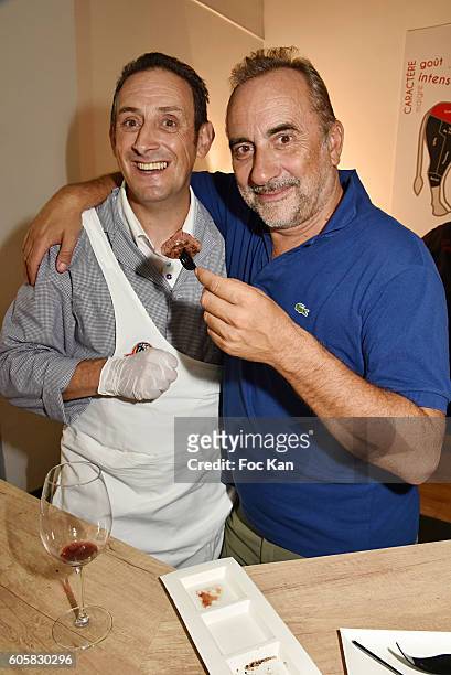 Chef Jocelyn Chabauty and ctor Antoine Dulery attend the 'Charal' 30th Anniversary Pop Up Store Opening Party at Rue des Halles on September 14, 2016...