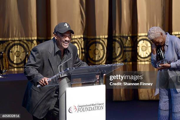 Donnie Simpson presents Dionne Warwick with her Lifetime Achievement Award from the Congressional Black Caucus Foundation at the group's 20th Annual...