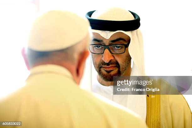 Pope Francis meets Sheikh Mohamed bin Zayed Al Nahyan, Crown Prince of Abu Dhabi and Deputy Supreme Commander of the UAE Armed Forces, at tghe...