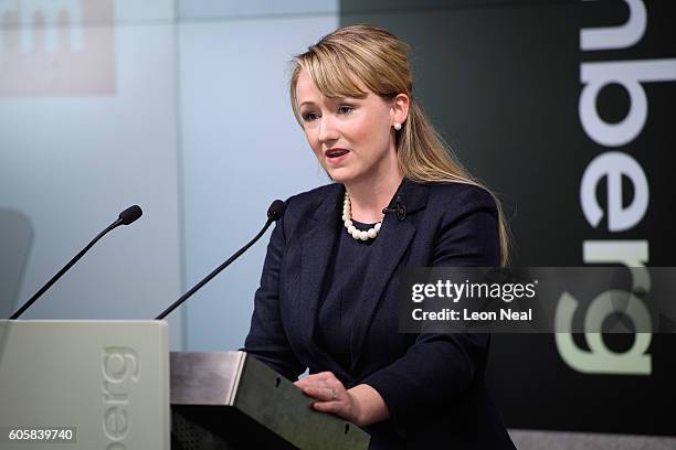 Labour MP Rebecca Long-Bailey addresses journalists before Labour Party leader Jeremy Corbyn delivers a keynote speech on the future of the economy,...