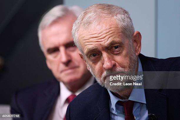Labour Party leader Jeremy Corbyn and Shadow Chancellor John McDonnell take part in a Q&A following a keynote speech on the future of the economy,...