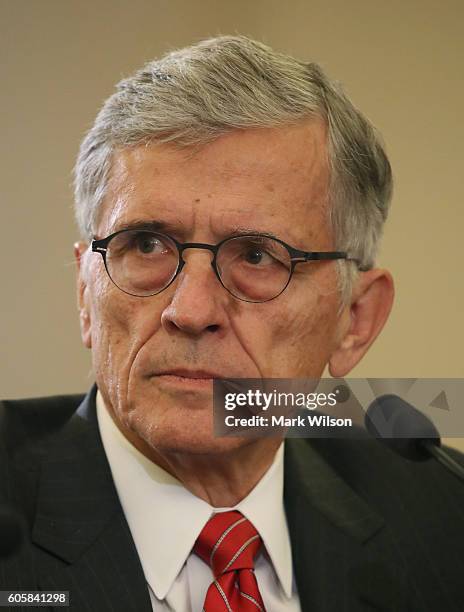 Chairman Tom Wheeler listens to testimony during a Senate Commerce, Science and Transportation Committee hearing on Capitol Hill, September 15, 2016...