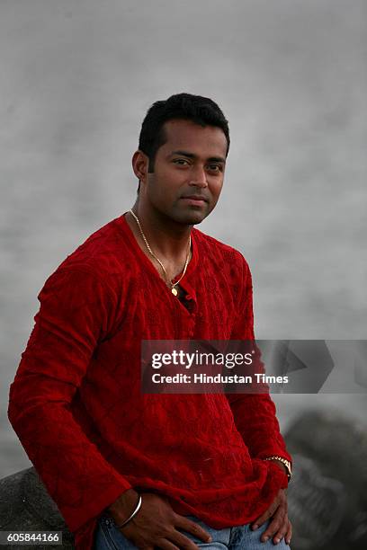 Tennis player Leander Paes poses for a profile shoot at Nariman Point.