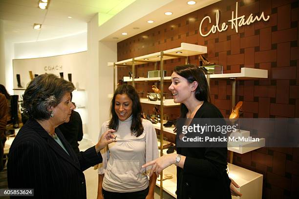 Ellen Wilkes-Harris, Lisa Lavora and Cate Landlers attend Cole Hahn and New York Magazine at Bloomingdales at Bloomingdales on October 12, 2006 in...
