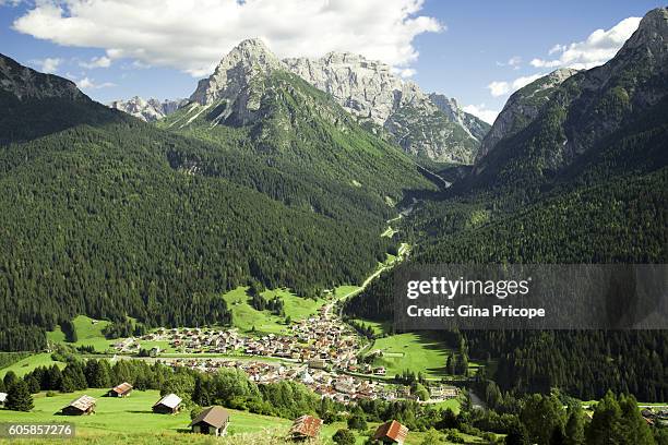 panoramic view in santo stefano di cadore, veneto, italy. - santo stefano di cadore stock pictures, royalty-free photos & images