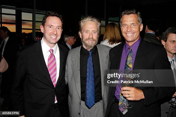 Allan Smith, Michael Douglas and Steve Morrow attend RIVERKEEPER Annual Benefit at Pier Sixty on April 19, 2006 in New York City.