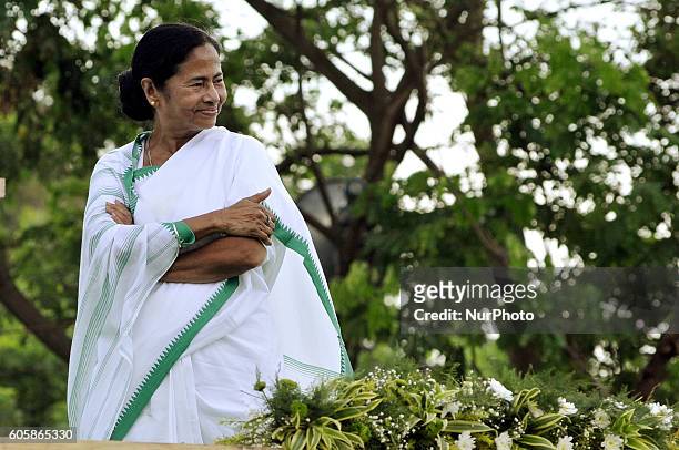 Mamata Banerjee Chief Minister of West Bengal at the Singur Divas rally at Singur ,Kolkata to 39 Kilometer Distances in West Bengal,India.West Bengal...