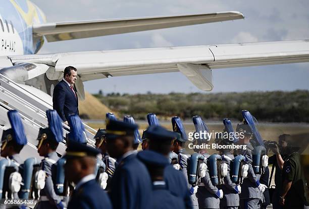Ivica Dacic, Serbia's foreign minister, arrives at the Santiago Marino Caribbean International Airport during the the Non-Aligned Movement Summit in...