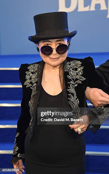 Yoko Ono attends the World Premiere of "The Beatles: Eight Days A Week - The Touring Years" at Odeon Leicester Square on September 15, 2016 in...