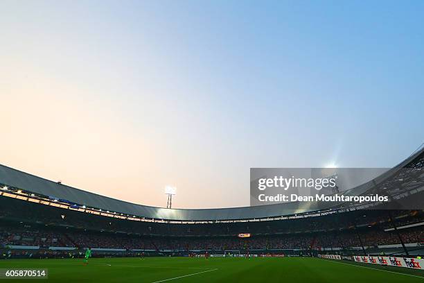 General view inside the stadium during the UEFA Europa League Group A match between Feyenoord and Manchester United FC at Feijenoord Stadion on...