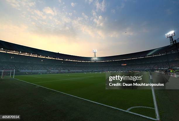 General view inside the stadium during the UEFA Europa League Group A match between Feyenoord and Manchester United FC at Feijenoord Stadion on...