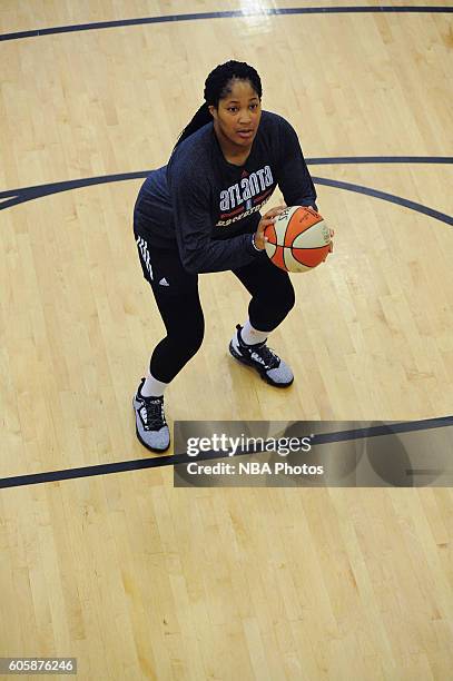 Markeisha Gatling of the Atlanta Dream shoots the ball during an open practice on September 14, 2016 in Austell, Georgia at the Riverside Epi Center....