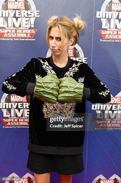 Stacey Solomon attends the opening night of Marvel Universe LIVE! At The O2 in London, where they experienced an epic live entertainment spectacular...