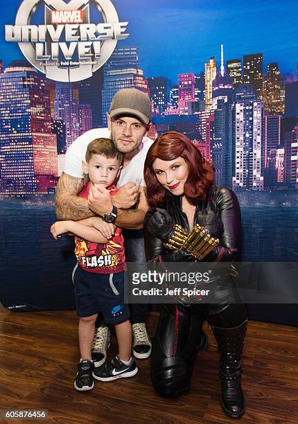 Jack Wilshere and Black Widow attend the opening night of Marvel Universe LIVE! At The O2 in London, where they experienced an epic live...