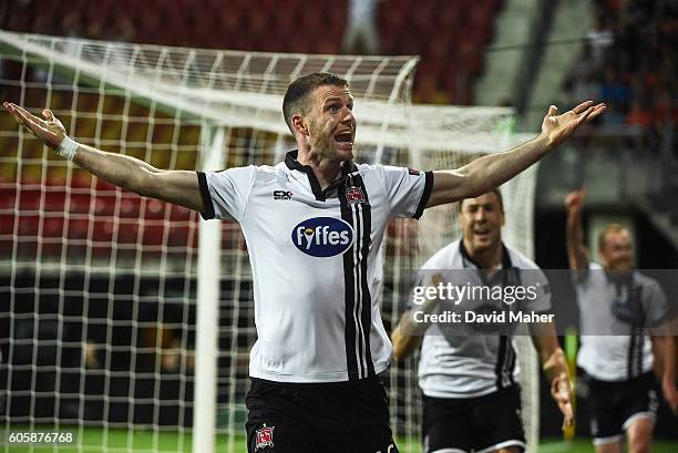 Alkmaar , Netherlands - 15 September 2016; Ciaran Kilduff of Dundalk celebrates after scoring his side's first goal during the UEFA Europa League...