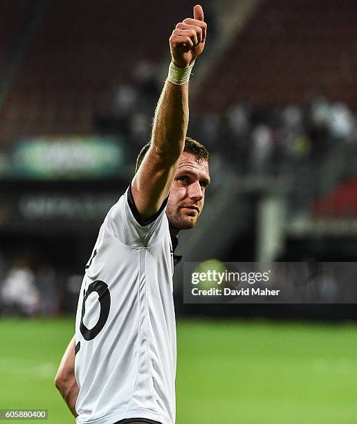 Alkmaar , Netherlands - 15 September 2016; Ciaran Kilduff of Dundalk celebrates at the end of the UEFA Europa League Group D match between AZ Alkmaar...