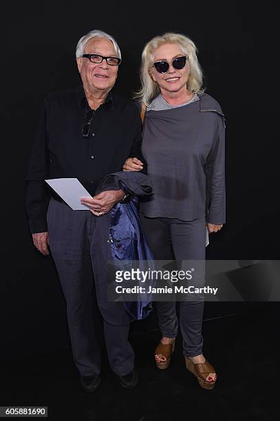 Guest and Debbie Harry attends the Marc Jacobs SS17 fashion show front row during New York Fashion Week at the Hammerstein Ballroom on September 15,...