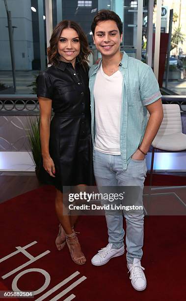 Dancer/TV personality Jenna Johnson and actor Jake T. Austin visit Hollywood Today Live on September 15, 2016 in Hollywood, California.