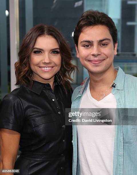 Dancer/TV personality Jenna Johnson and actor Jake T. Austin visit Hollywood Today Live on September 15, 2016 in Hollywood, California.