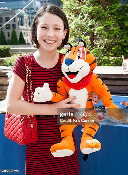 Actress Carly Gendell poses for a photo during the "Tony The Tiger" press conference debuting Tonys new look at 620 Loft & Garden on September 15,...