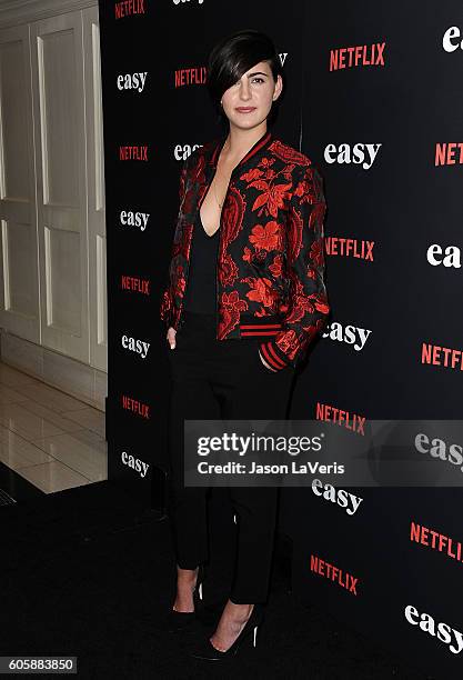 Actress Jacqueline Toboni attends the premiere of "Easy" at The London Hotel on September 14, 2016 in West Hollywood, California.