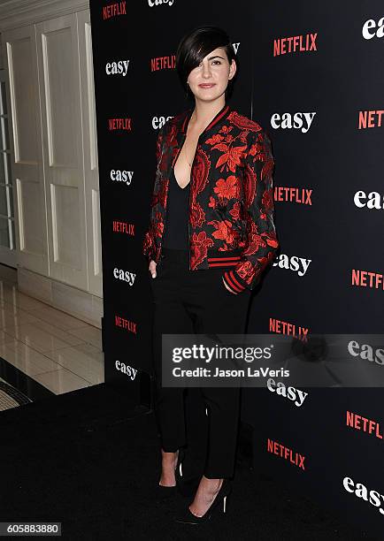 Actress Jacqueline Toboni attends the premiere of "Easy" at The London Hotel on September 14, 2016 in West Hollywood, California.