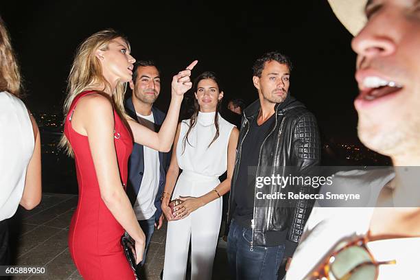 Martha Hunt , Sara Sampaio with Oliver Ripley at the launch of #KnotOnMyPlanet to benefit the Elephant Crisis Fund, at the Standard East Village...