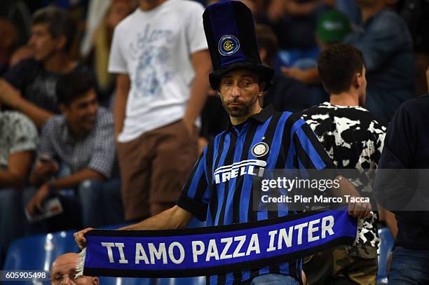 Supporters of FC Internazionale show the wawe during the UEFA Europa League match between FC Internazionale Milano and Hapoel Beer-Sheva FC at Stadio...