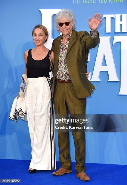 Bob Geldof and Jeanne Marine arrive for the World premiere of "The Beatles: Eight Days A Week - The Touring Years" at Odeon Leicester Square on...