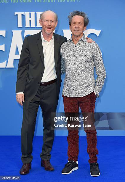 Ron Howard and Brian Grazer arrive for the World premiere of "The Beatles: Eight Days A Week - The Touring Years" at Odeon Leicester Square on...