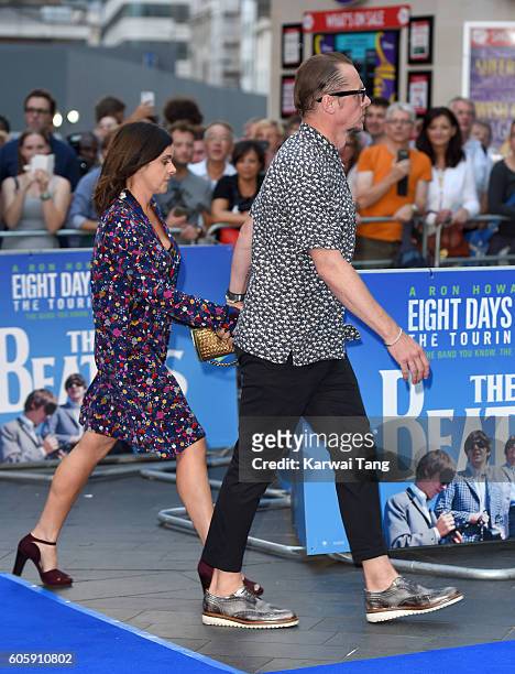 Simon Pegg arrives for the World premiere of "The Beatles: Eight Days A Week - The Touring Years" at Odeon Leicester Square on September 15, 2016 in...