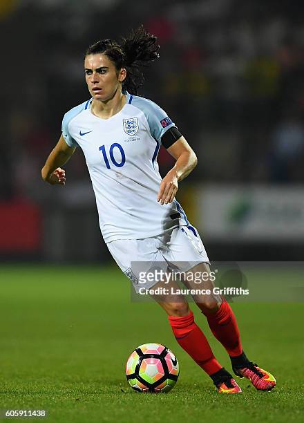 Karen Carney of England in actionduring the UEFA Women's Euro 2017 Qualifier between England and Estonia at Meadow Lane on September 15, 2016 in...